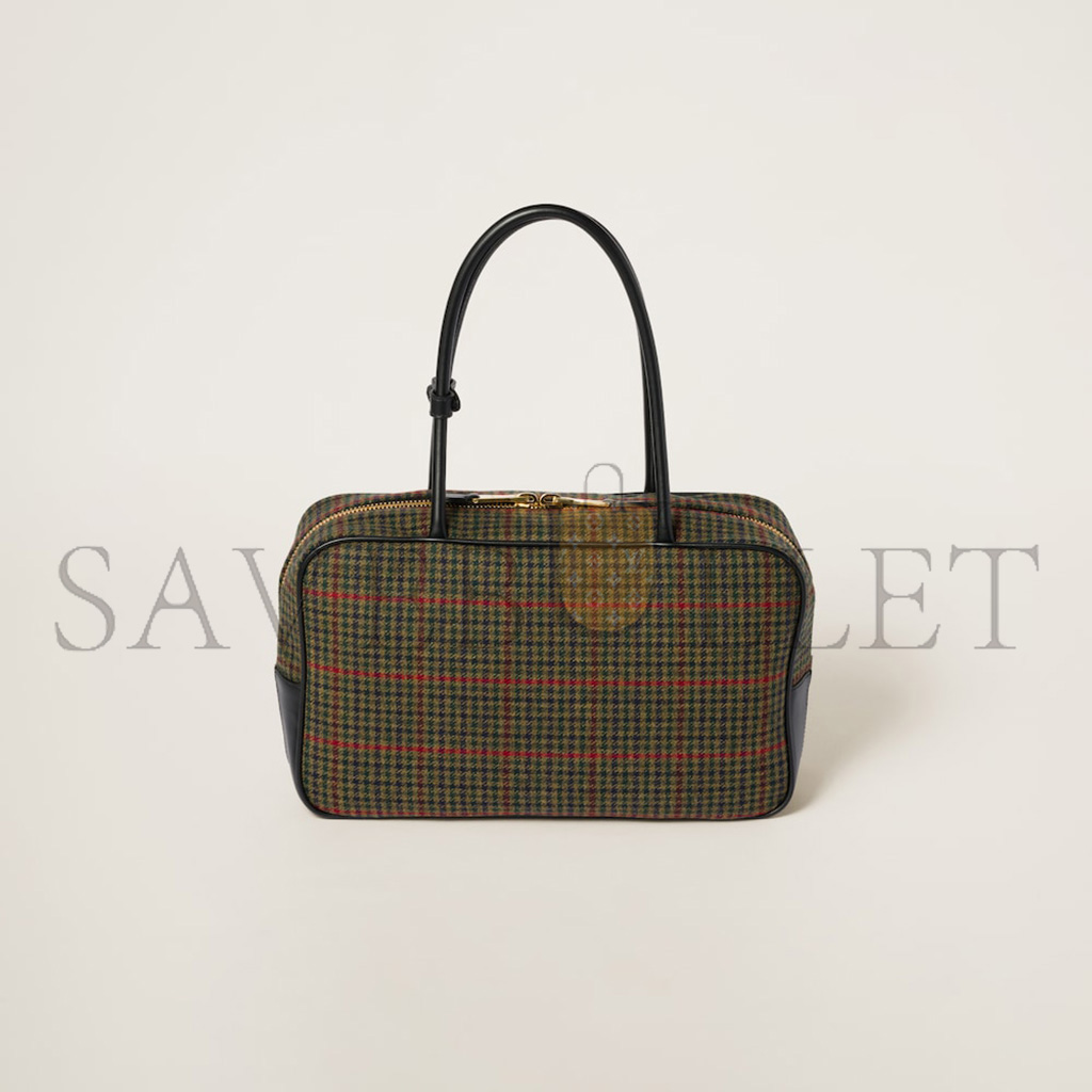 M1v M1v beau tartan top-handle bag with leather details 5bb163 (34*20*10cm)